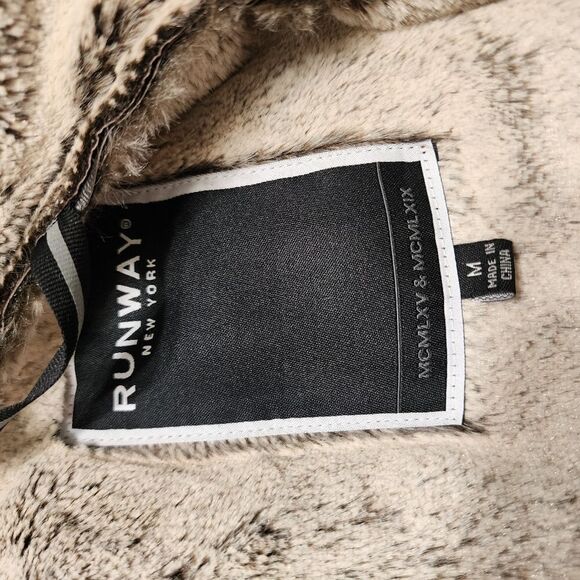 Runway New York Jacket M brown leather fleece lined Indie Rock Grunge - Picture 8 of 8